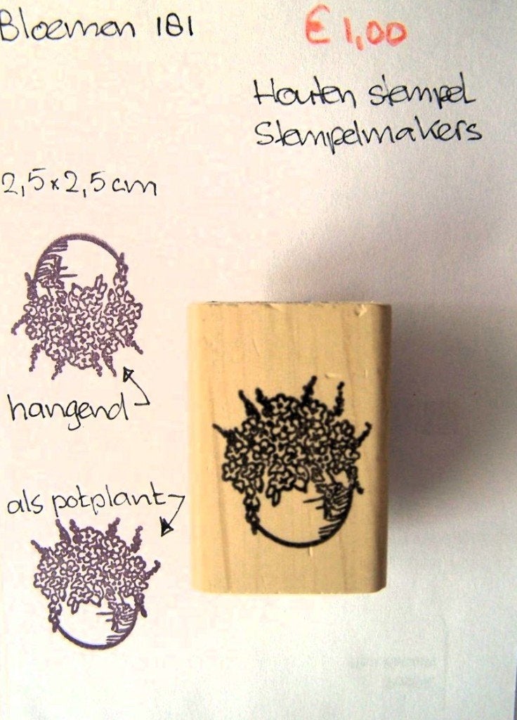 Bloemen 181  Houten stempel, Hobby en Vrije tijd, Stempelen, Ophalen of Verzenden, Gebruikt, Houten stempel