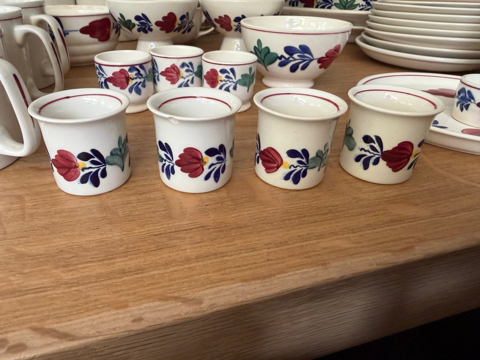Antieke eierdopjes met bloemmotief - Set van 8, Ophalen