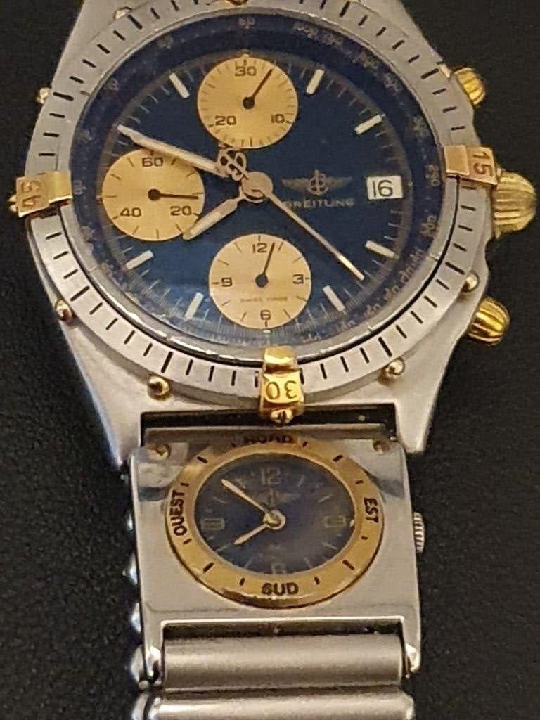 Breitling jaren 90 Orgineel Met alle toebehoren met UTC klok, Ophalen of Verzenden, Goud
