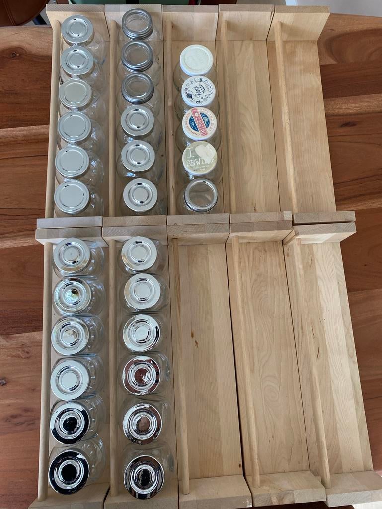 10x IKEA Bekväm kruidenrekjes met 39 lege kruidenpotjes, Huis en Inrichting, Keuken | Keukenbenodigdheden, Ophalen, Hout, IKEA