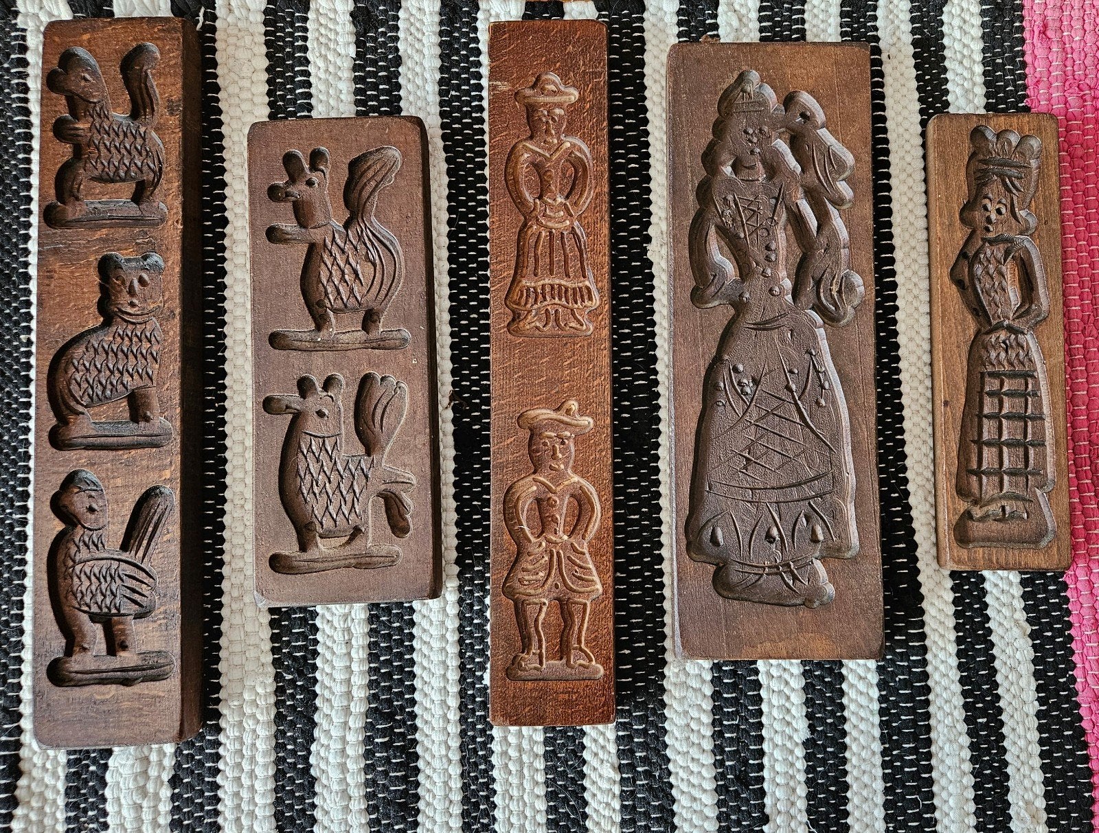 Set van 6 antieke houten koekjesmallen, Ophalen of Verzenden