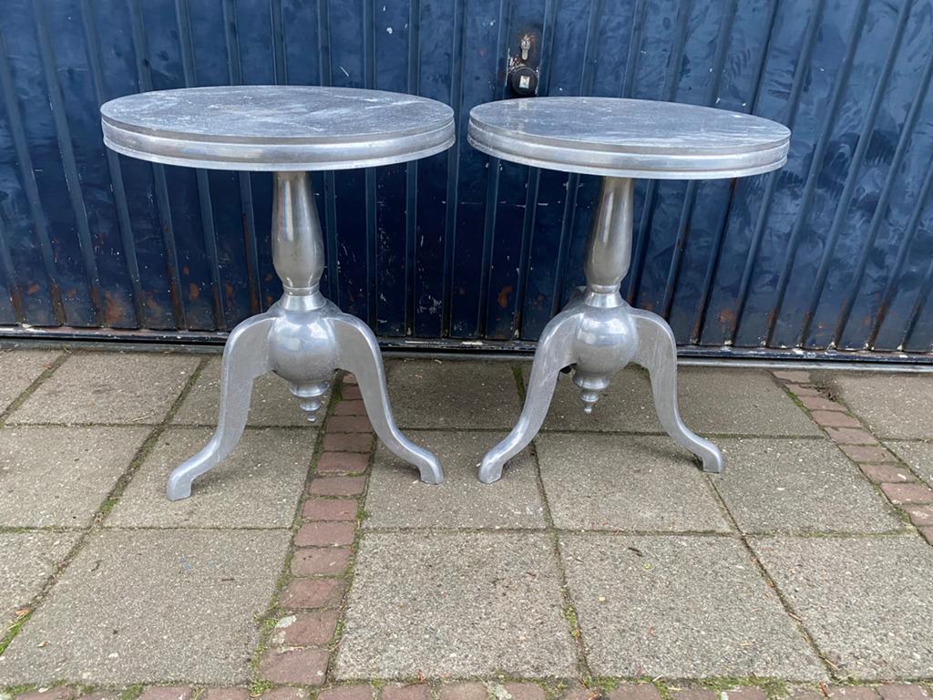 Aluminium bijzettafeltjes 2 stuks, Huis en Inrichting, Tafels | Bijzettafels, Minder dan 55 cm, Gebruikt, Metaal of Aluminium