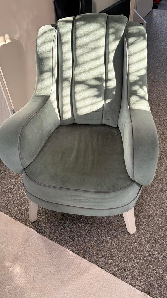 Mintgroene fauteuil, Huis en Inrichting, Fauteuils, Ophalen, Gebruikt, Minder dan 75 cm, 75 tot 100 cm