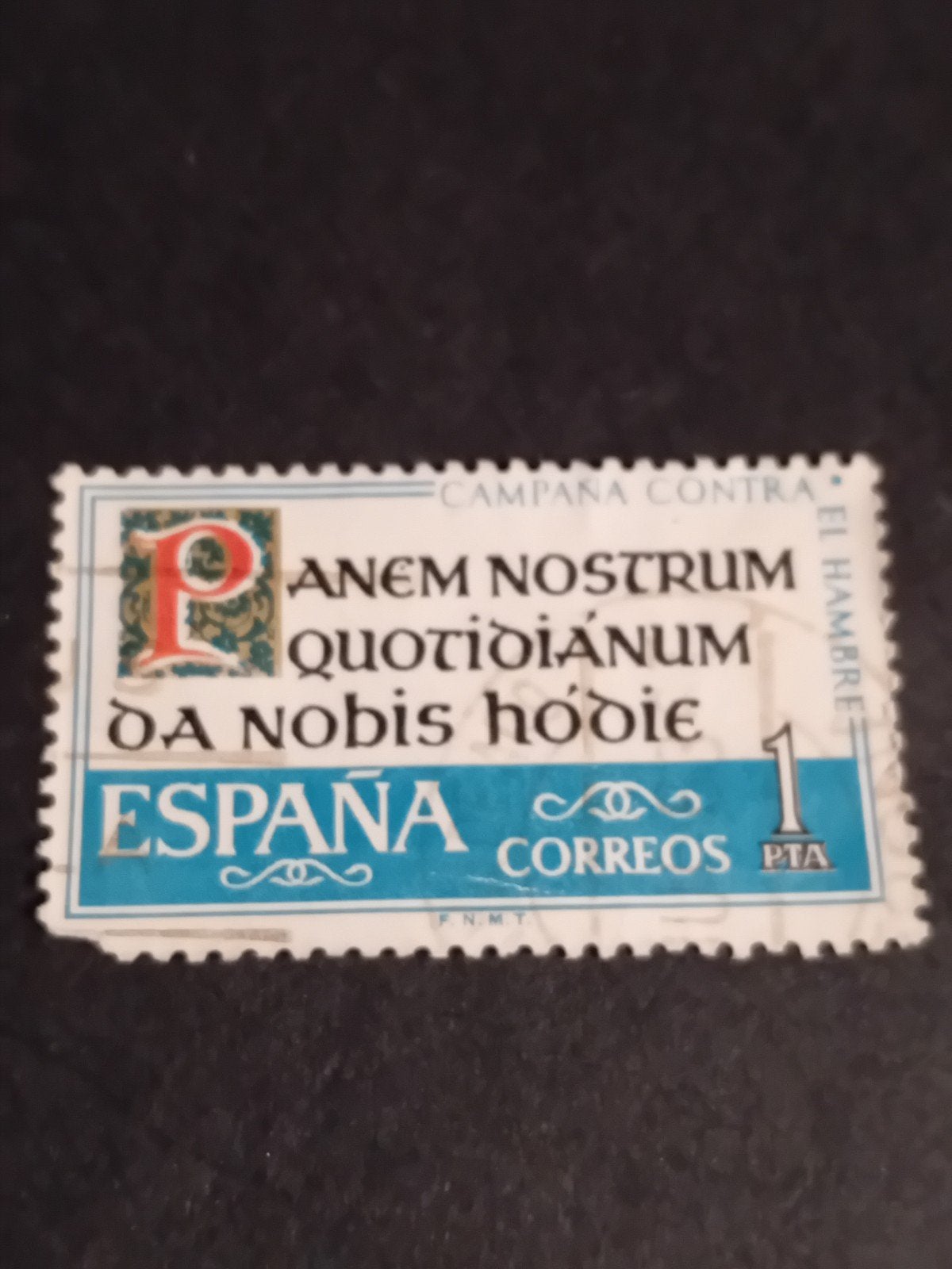 Spaanse postzegel "Campana Contra El Hambre" (1 PTA), Ophalen of Verzenden, 1980 tot heden, Spanje