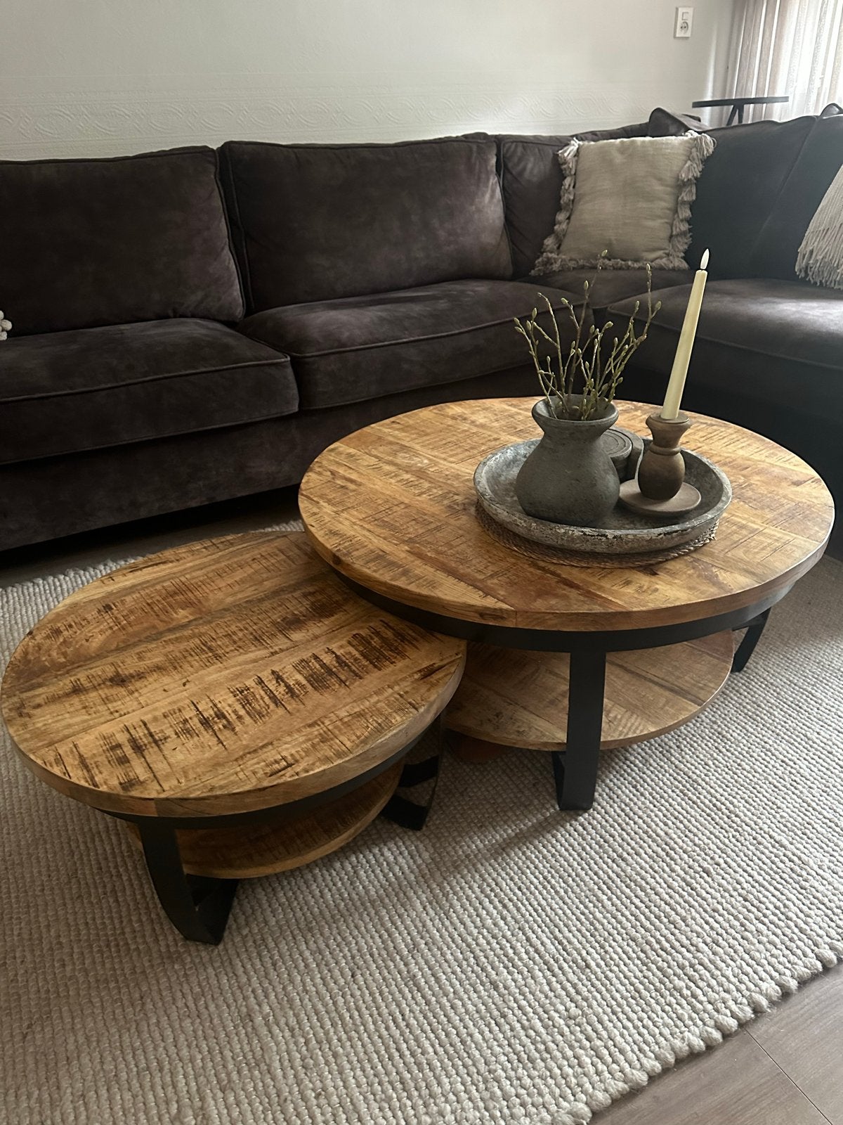 Mangohouten meubelset: eettafel, salontafel, tv-meubel, Huis en Inrichting, Tafels | Eettafels, Ophalen, 100 tot 150 cm, 200 cm of meer