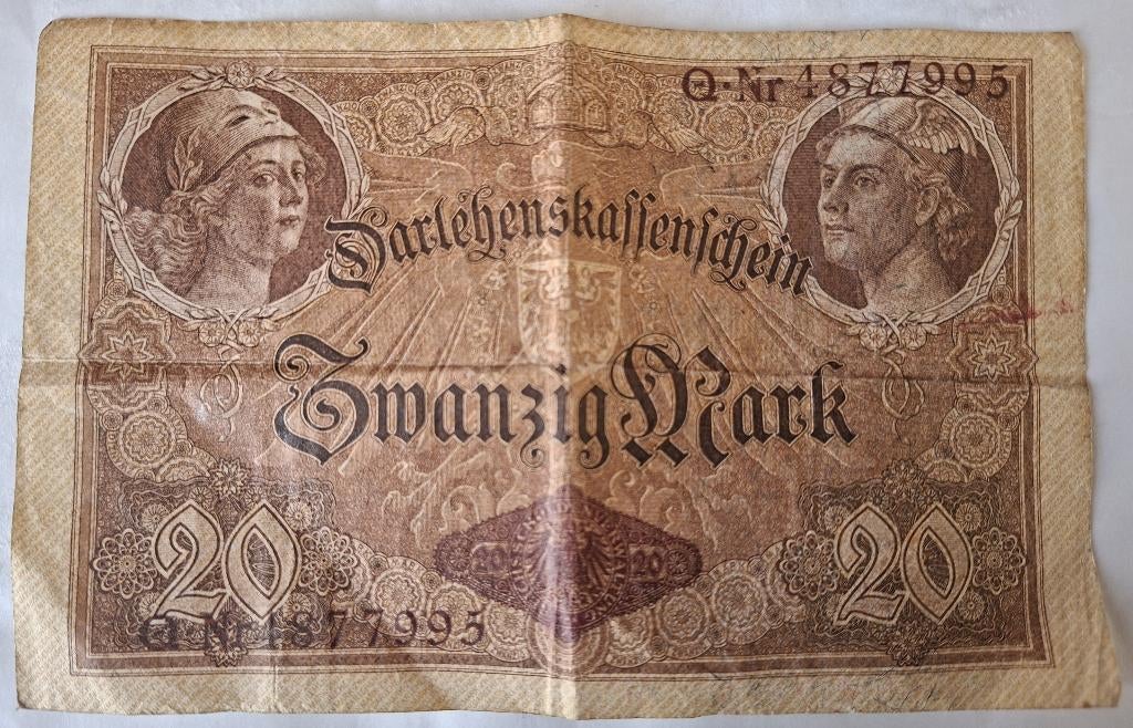 Duitsland 20 mark 1914 Darlehenskassenschein, Verzenden, Duitsland, Losse munt