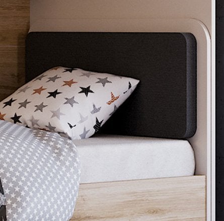 New Options stapelbed - 90x200 - Eiken/beige, Niet ingevuld, Niet ingevuld, Niet ingevuld