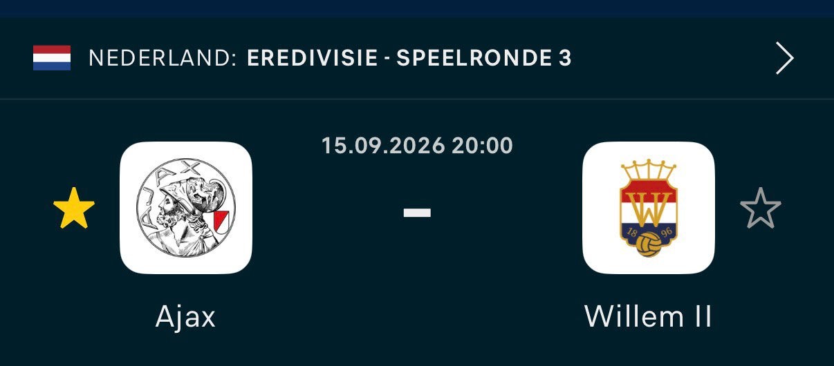 Ajax-Willem II 2/3/4/5x naast elkaar beschikbaar, Drie personen of meer, Ticket of Toegangskaart