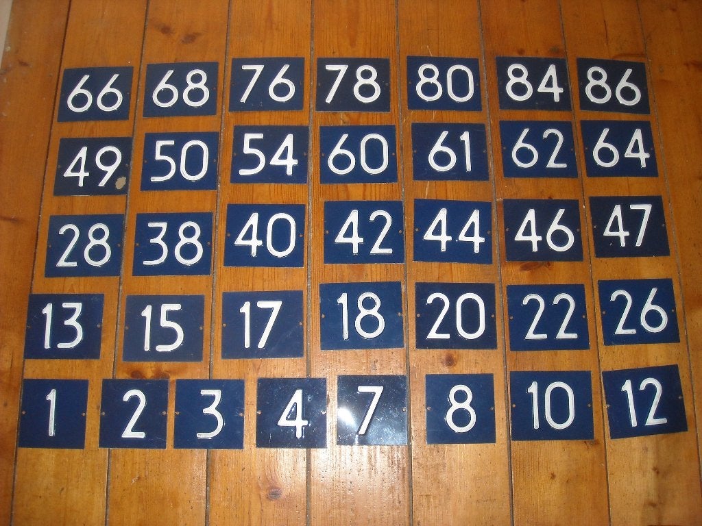 oud huisnummer nummerbord deur huis 5 7 10 17 20 42 49 50 54, Ophalen of Verzenden