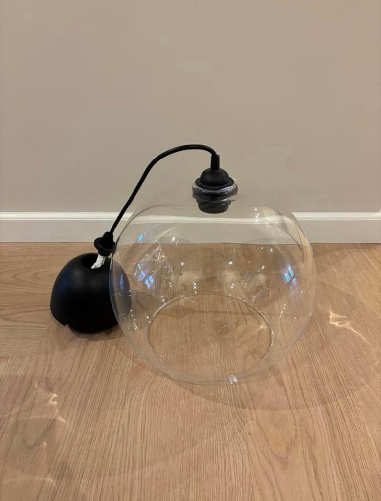 IKEA JAKOBSBYN hanglamp, helder glas, 30cm, incl. HEMMA, Ophalen, Gebruikt, Glas, Minder dan 50 cm