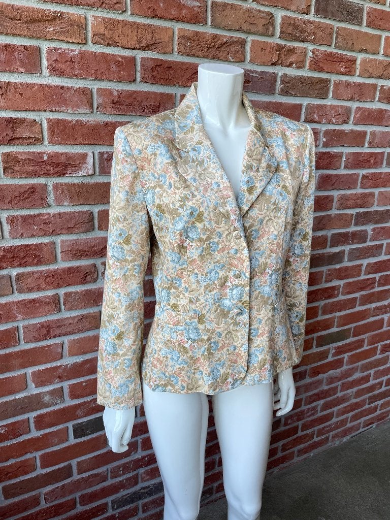 Vintage Laura Ashley Blazer Jasje Colbert Maat M 40 Beige, Maat 38/40 (M), Beige, Ophalen of Verzenden, Jasje