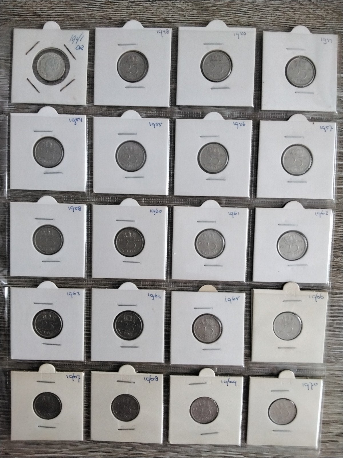 Diversen 25 cent munten, Postzegels en Munten, Munten | Nederland, Ophalen of Verzenden, Koningin Juliana, 25 cent