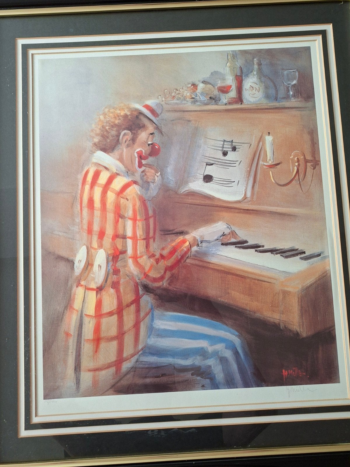 "Clown aan piano" van H. Müller, Ophalen, Portret of Personen, Gesigneerd, Klassiek