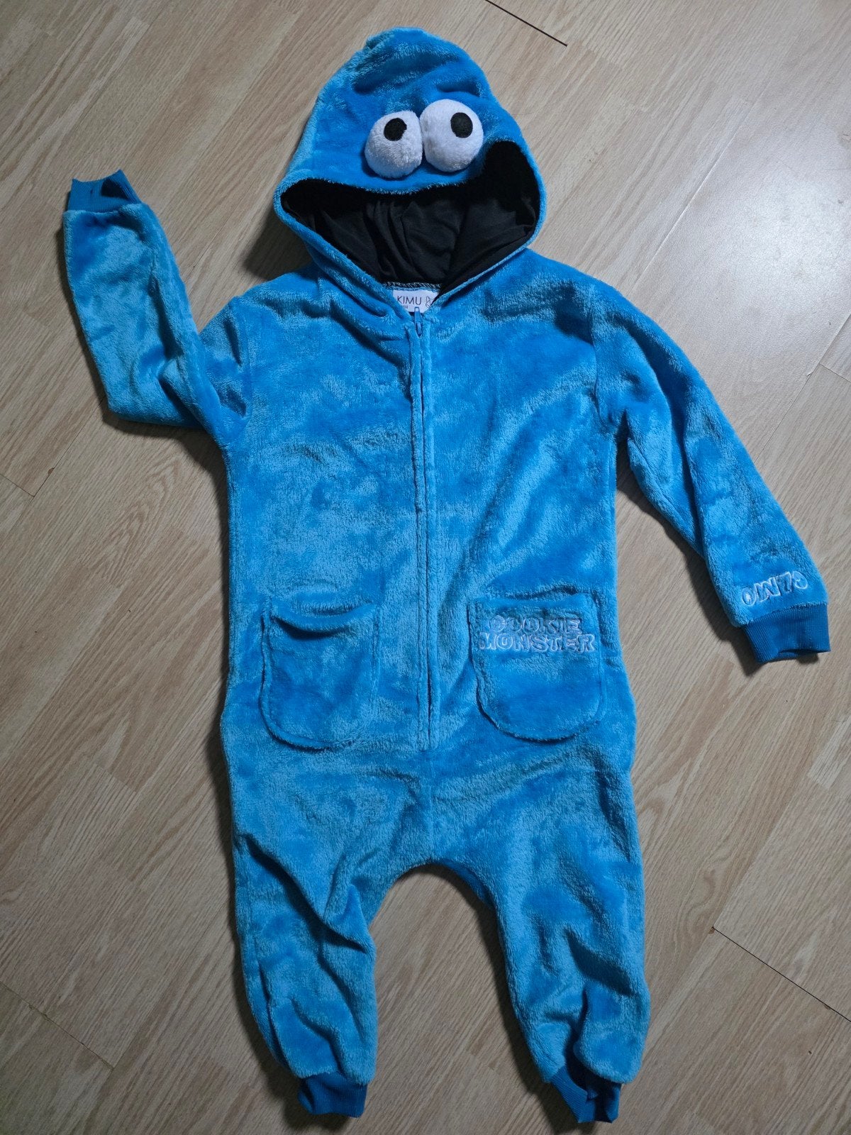 KIMU Cookie Monster Onesie - Maat 98-104, Ophalen, Zo goed als nieuw, KIMU, Jongen of Meisje