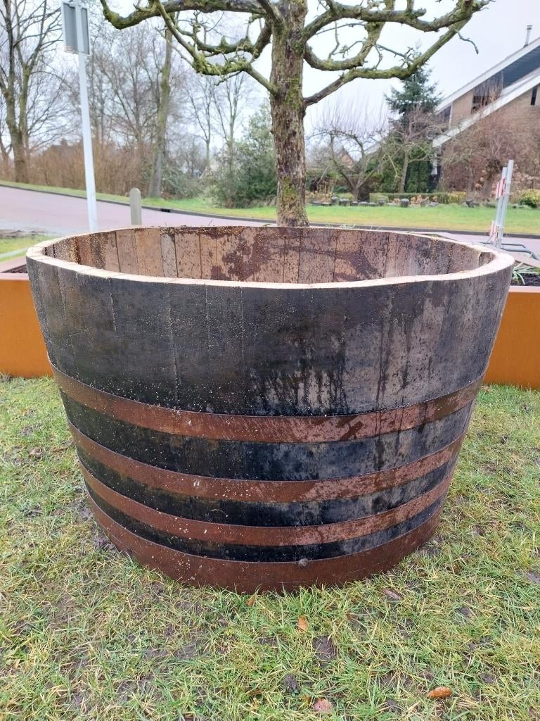 Zeer Grote Bloembak Whiskeyvat Inhoud 250 liter, Ophalen, Rond, Nieuw, Balkon