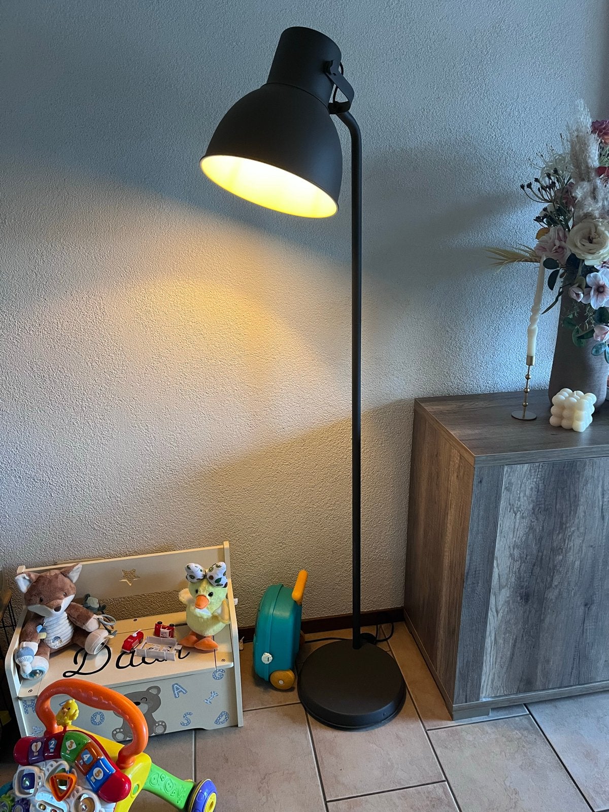 Zwarte staande lamp met E27 fitting, Ophalen, Gebruikt, E27 (groot), Metaal