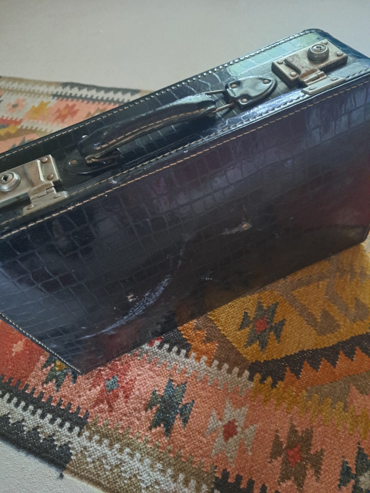 Vintage koffertje zwart, Ophalen of Verzenden, Gebruikt, Overige materialen