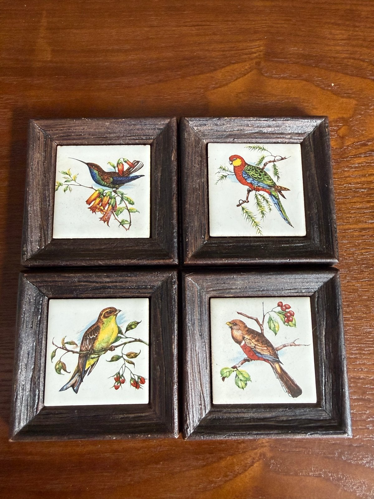 Set van 4 vintage wandhangers met vogelmotieven, Antiek en Kunst, Antiek | Wandborden en Tegels, Ophalen of Verzenden