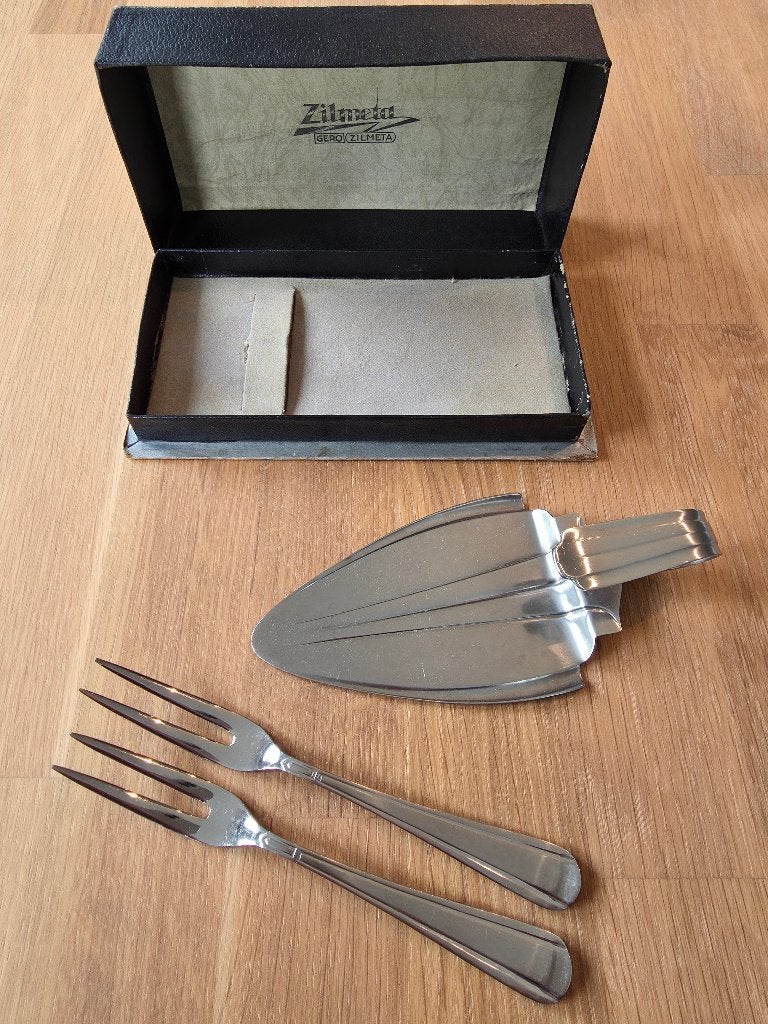 Taartschep en vorkjes - zilver - Gero Zilmeta, Ophalen of Verzenden