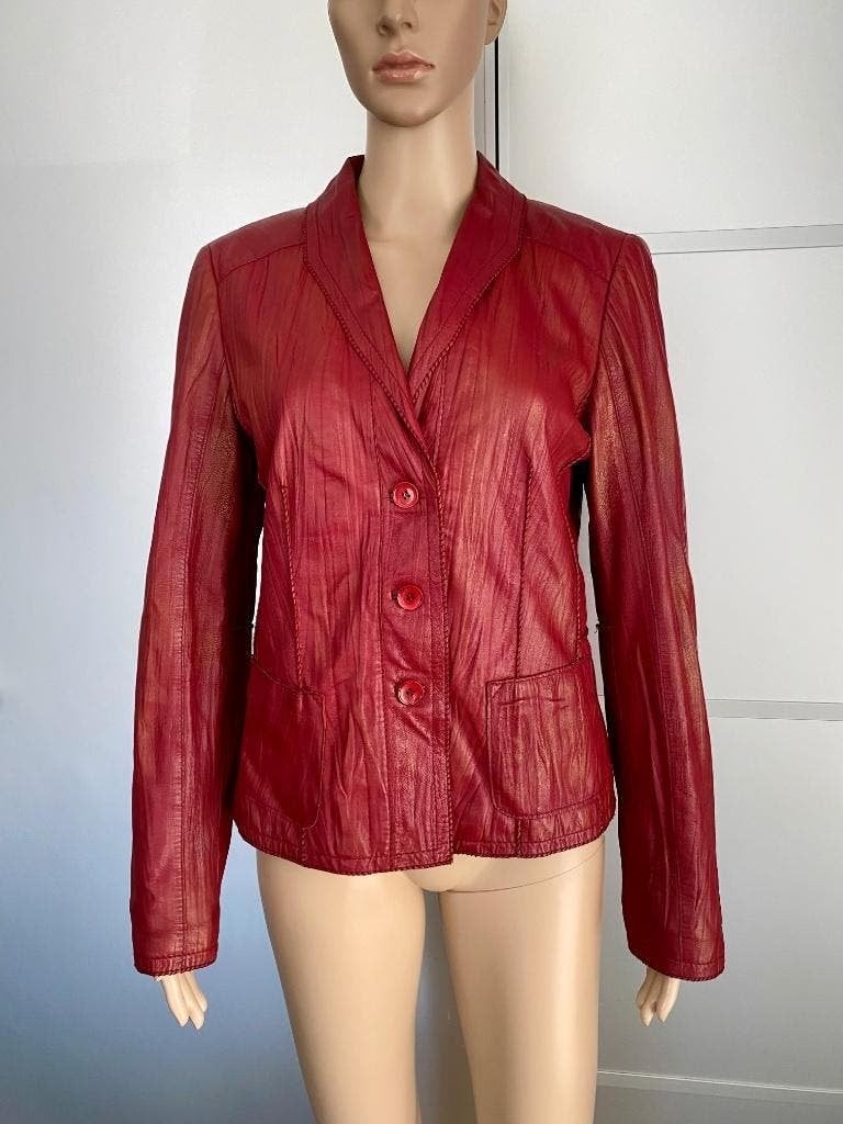 H804 Taifun maat 38=M echt-lams-leren jasje blazer colbert, Kleding | Dames, Maat 38/40 (M), Ophalen of Verzenden, Zo goed als nieuw