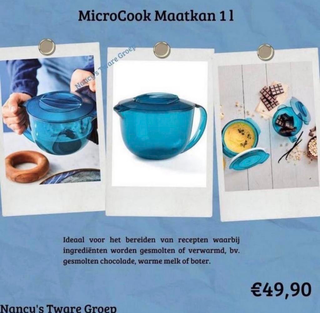 MicroCook Kan 1l Tupperware, Ophalen, Nieuw, Blauw, Overige typen