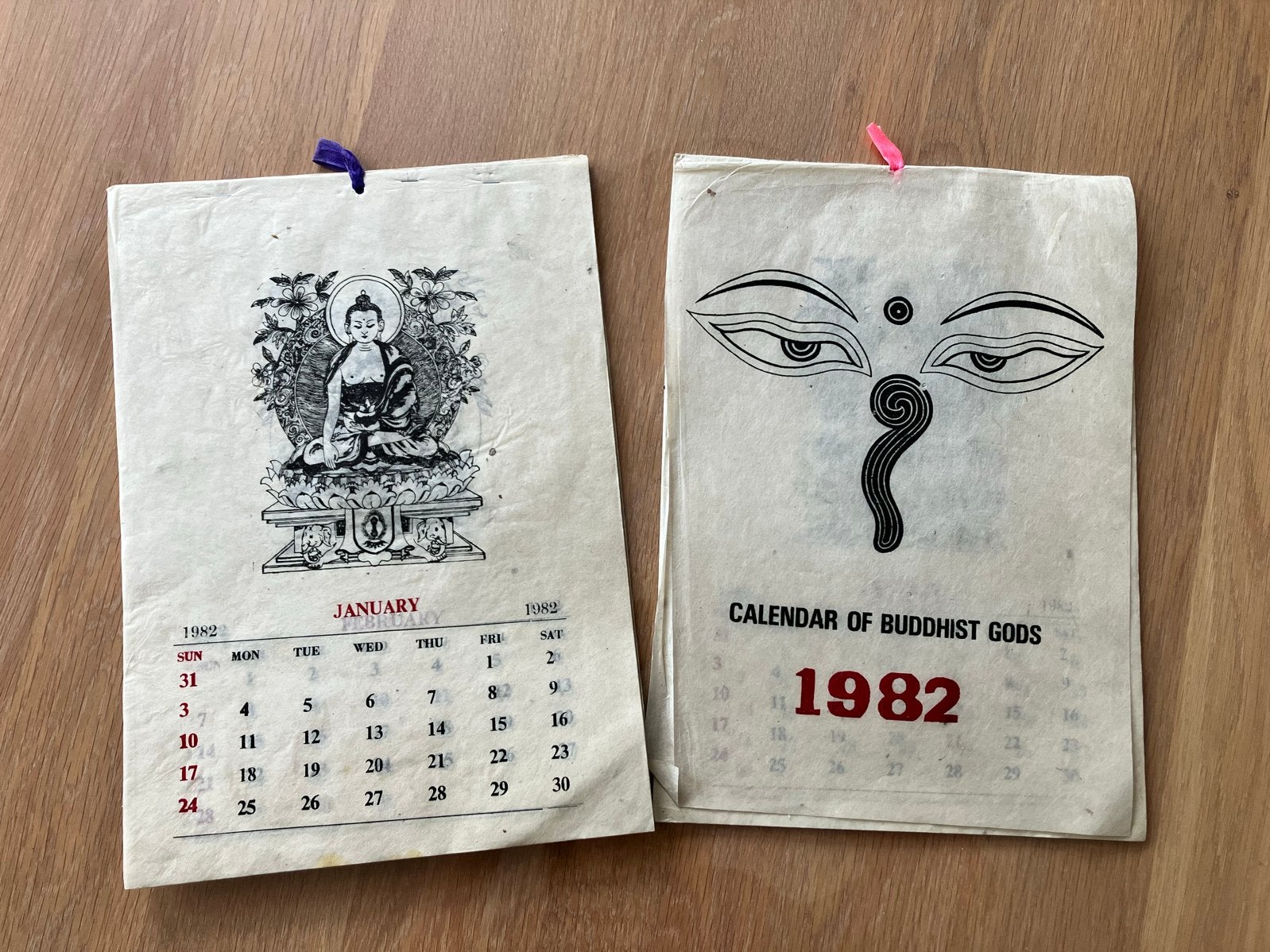 2 vintage buddha kalenders uit 1982, Ophalen of Verzenden