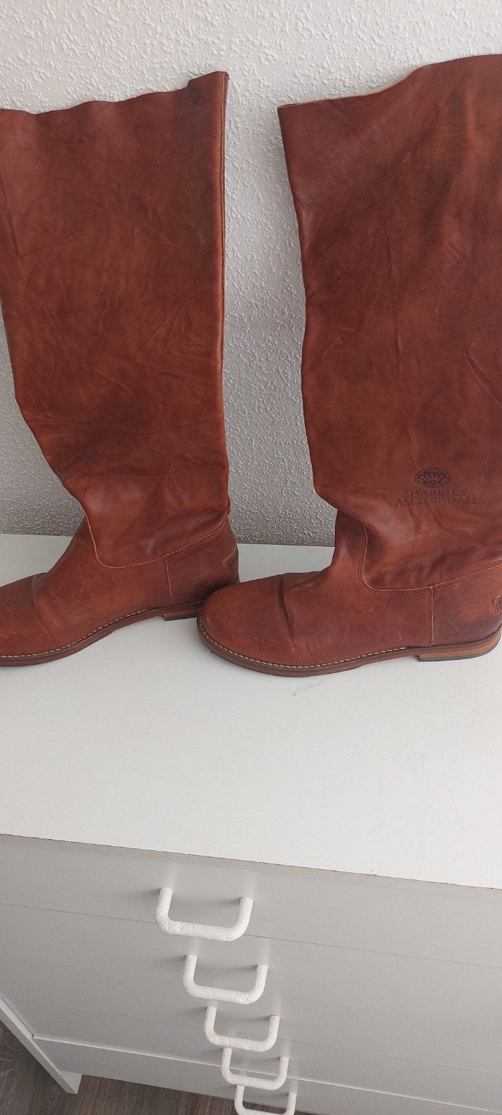 Cognac Shabbies laarzen - Maat 38 - Goede staat, Hoge laarzen, Shabbies, Bruin, Ophalen of Verzenden