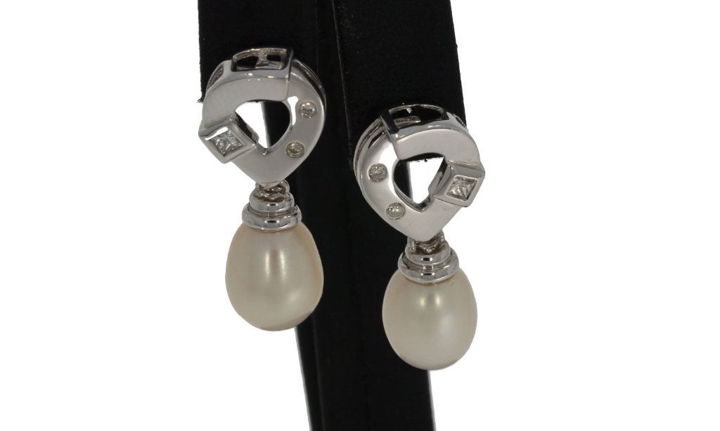 Exclusief 18k diamanten gouden set parel dames oorbellen, Hangers, Voordeelsieraden, Verzenden, Zo goed als nieuw