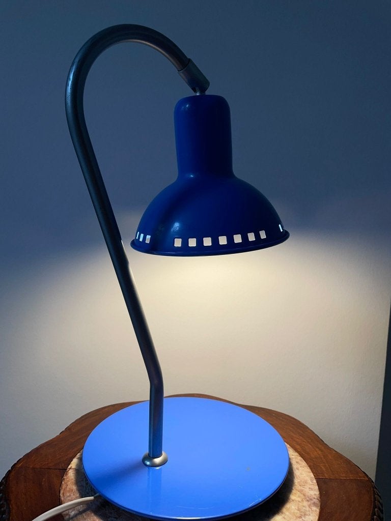 Memphis-stijl industriele lamp, jaren 80 (blauw), Blauw, Bureaulamp, Overige merken, Vintage