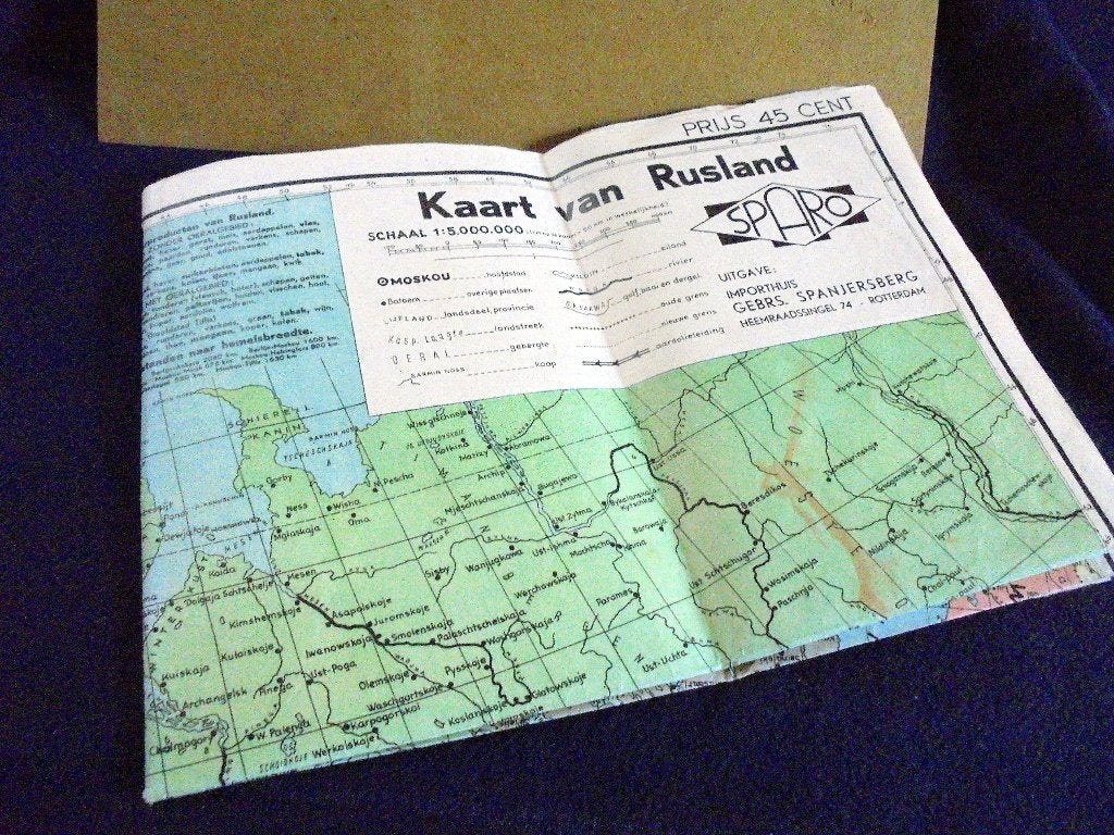 Kaart van Rusland. SPARO. Rotterdam. Ca. 1940., Verzenden, Europa Overig, Landkaart, 1800 tot 2000