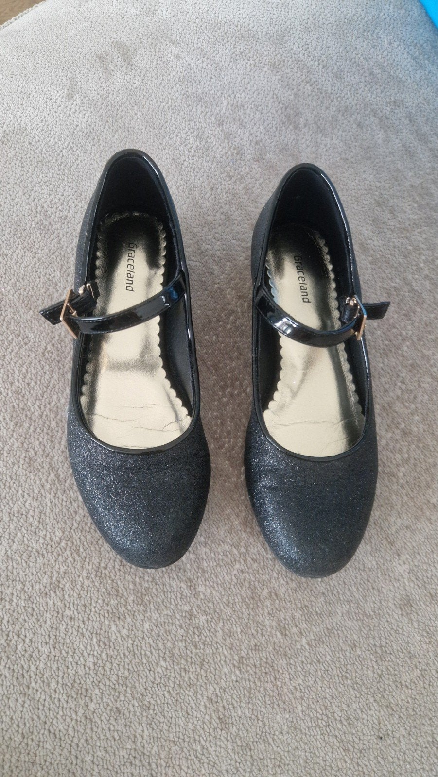 Zwarte glitter schoenen met hakje - Graceland - Maat 35, Ophalen of Verzenden, Gedragen, Zwart