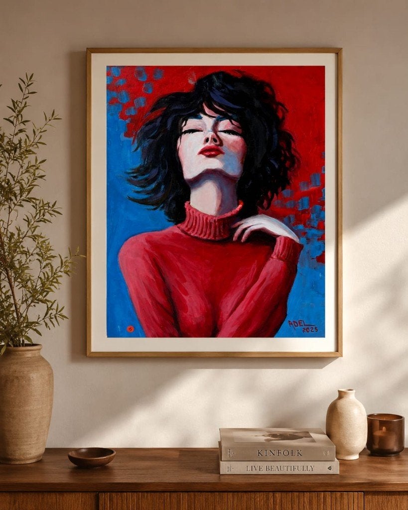 Waiting - Acrylic Painting on 40x50, Portret of Personen, Impressionistisch, Ophalen of Verzenden, Paneel