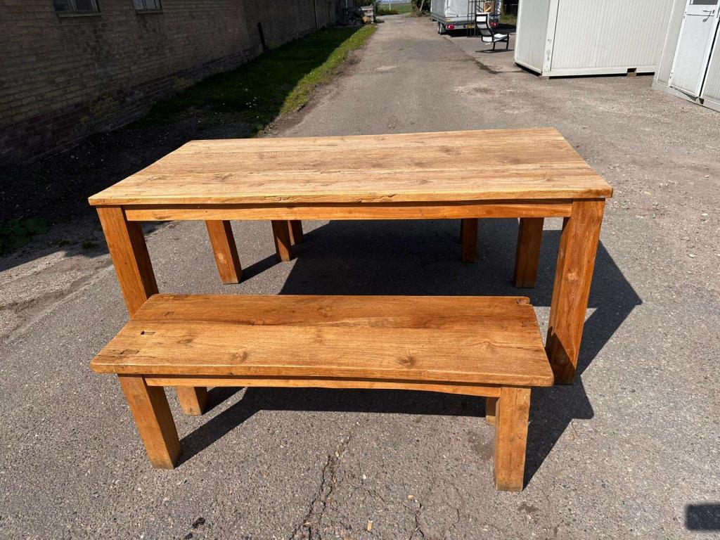 Tafel met zitbankjes, eettafel met 2 banken | diverse sets, Niet ingevuld, Gebruikt, 50 tot 100 cm, 150 tot 200 cm