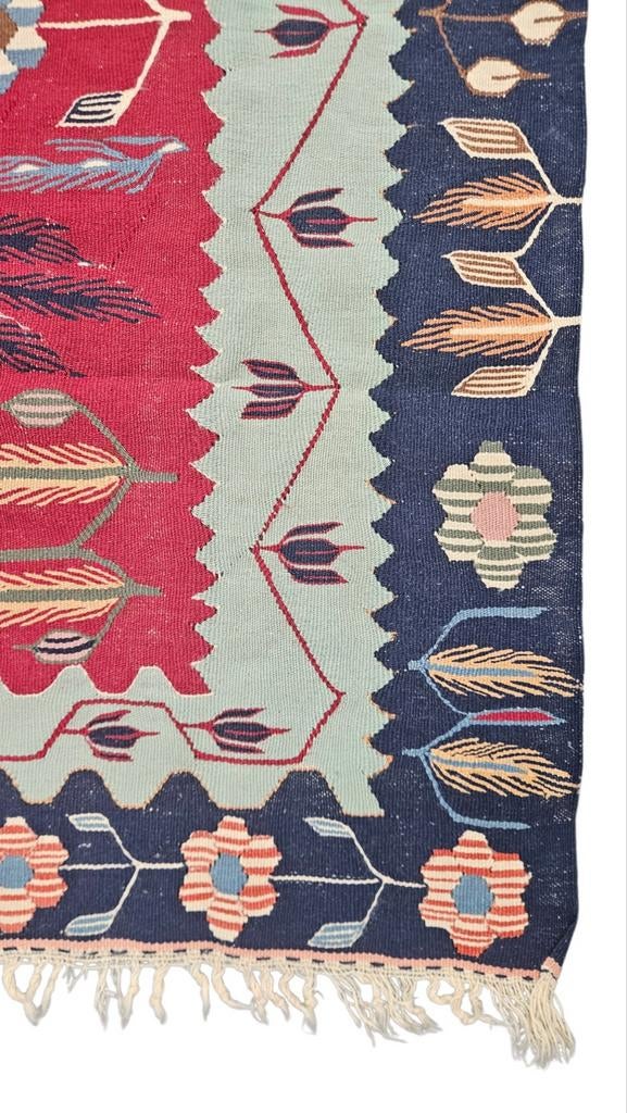 Vintage Handgeweven Kelim Tapijt floral Anatolia 108x170cm, Gebruikt, Crème, Ophalen of Verzenden, Onbekend