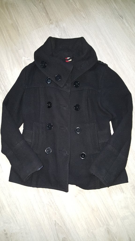 Zwarte tussen/winterjas van h&m maat 36, H&M, Zwart, Ophalen of Verzenden, Maat 36 (S)