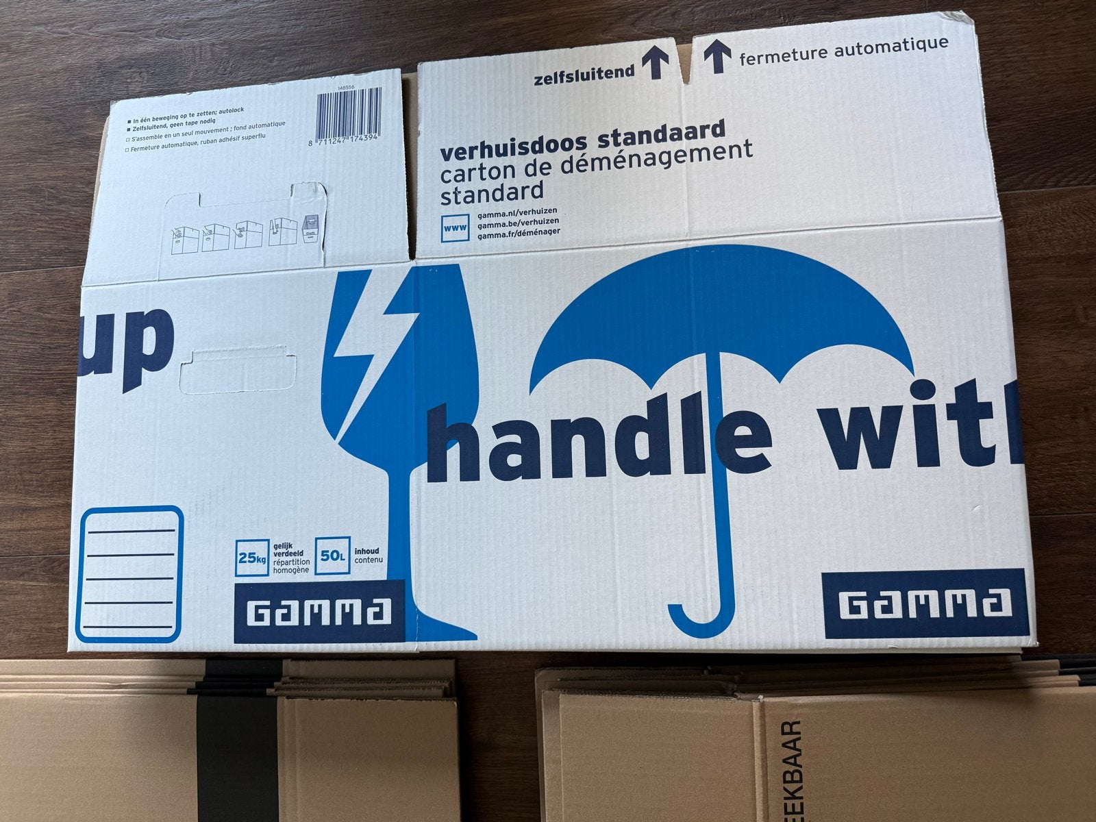 17 verhuisdozen: nieuw en zo goed als nieuw, Doe-het-zelf en Verbouw, Kratten en Dozen, Ophalen, Zo goed als nieuw, Doos, Opvouwbaar