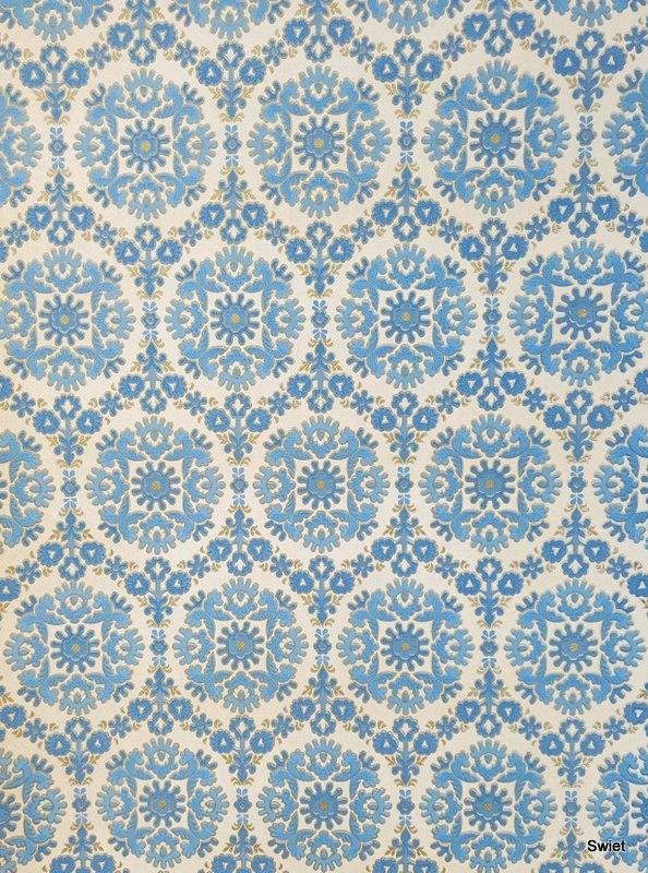 5675 Delicaat brocante barok medaillon behang blauw goud, Verzenden, 50 tot 75 m², Blauw