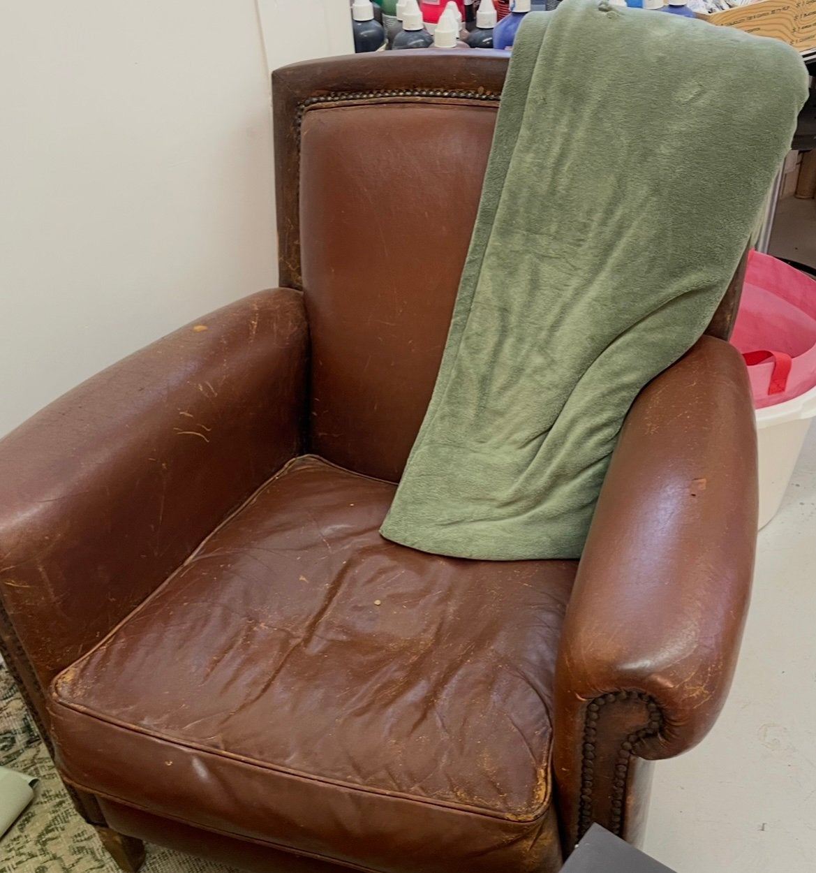 Vintage Leren Fauteuil - Comfortabel en Stijlvol, Ophalen, Gebruikt, Leer, 75 tot 100 cm