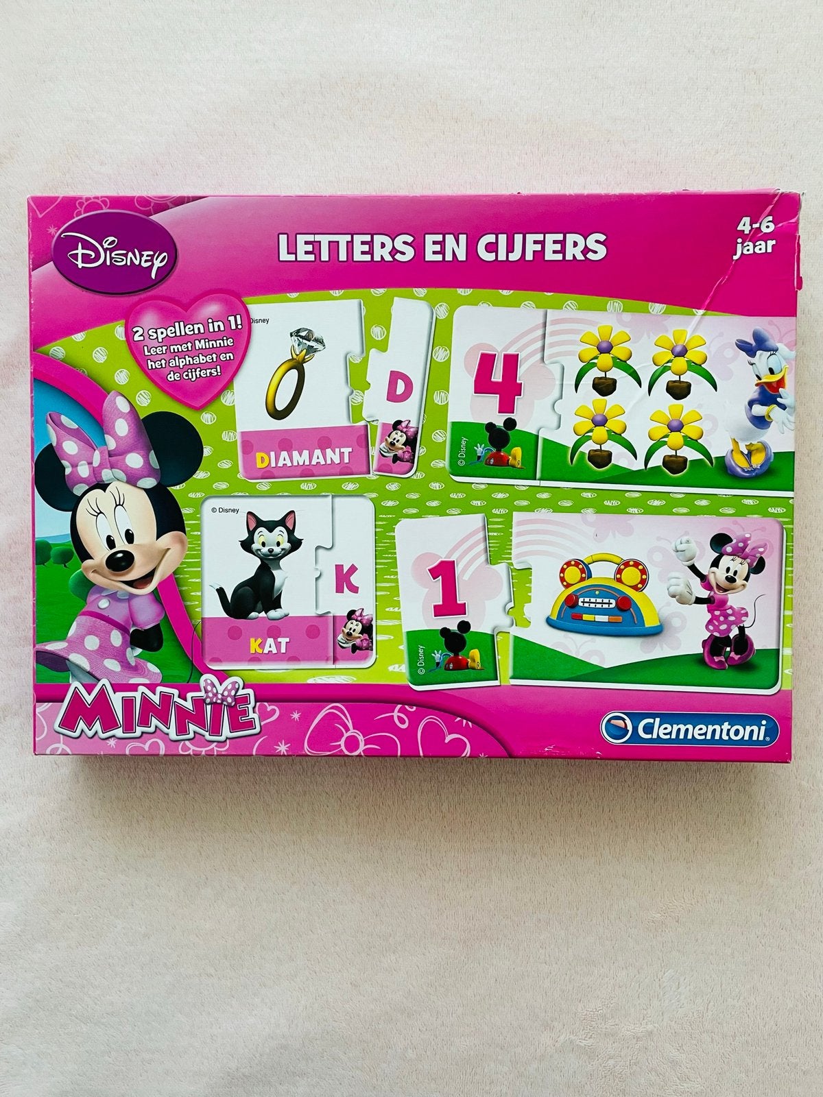 Disney Minnie Mouse Puzzel Spel Letters en Cijfers 4-6 Jaar, Ophalen of Verzenden, Zo goed als nieuw, Taal en Lezen