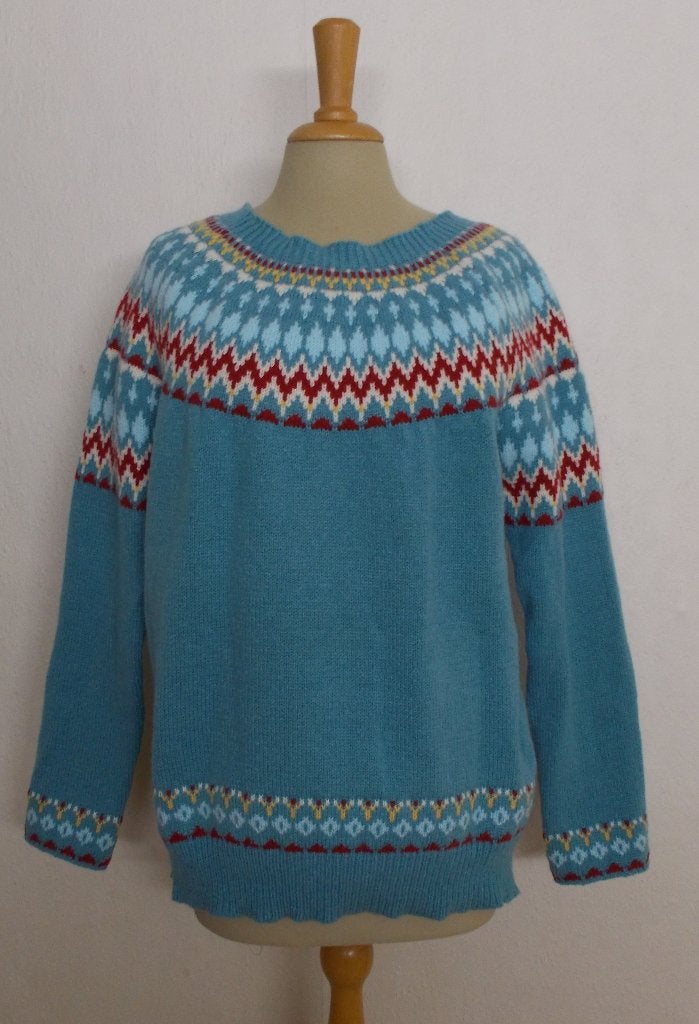 Folkore/Zweeds look mooie blauwe print trui! XL, Verzenden, Nieuw, Maat 46/48 (XL) of groter, Blauw