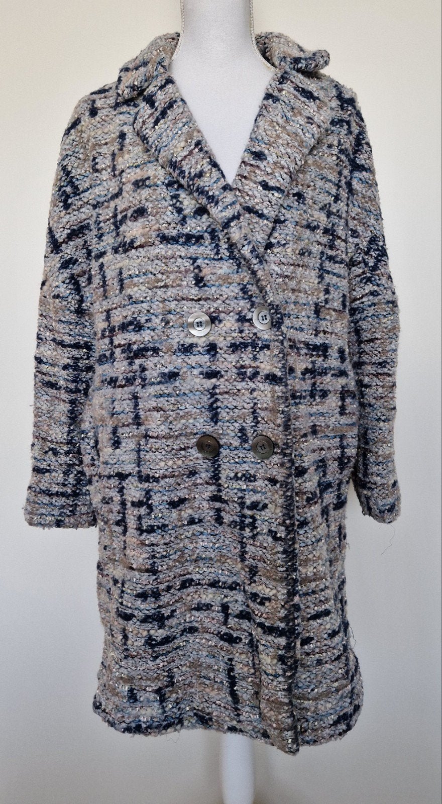 Apanage winterjas maat 44 grijs en blauwtinten., Blauw, Maat 42/44 (L), Ophalen of Verzenden, Zo goed als nieuw