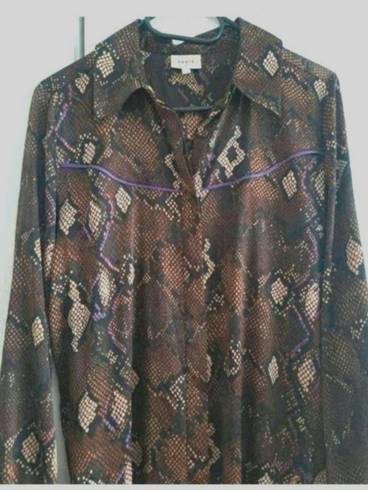 Bruine snake maxi jurk/kimono blouse van Dante 6 mt 40, Kleding | Dames, Bruin, Verzenden, Nieuw, Onder de knie