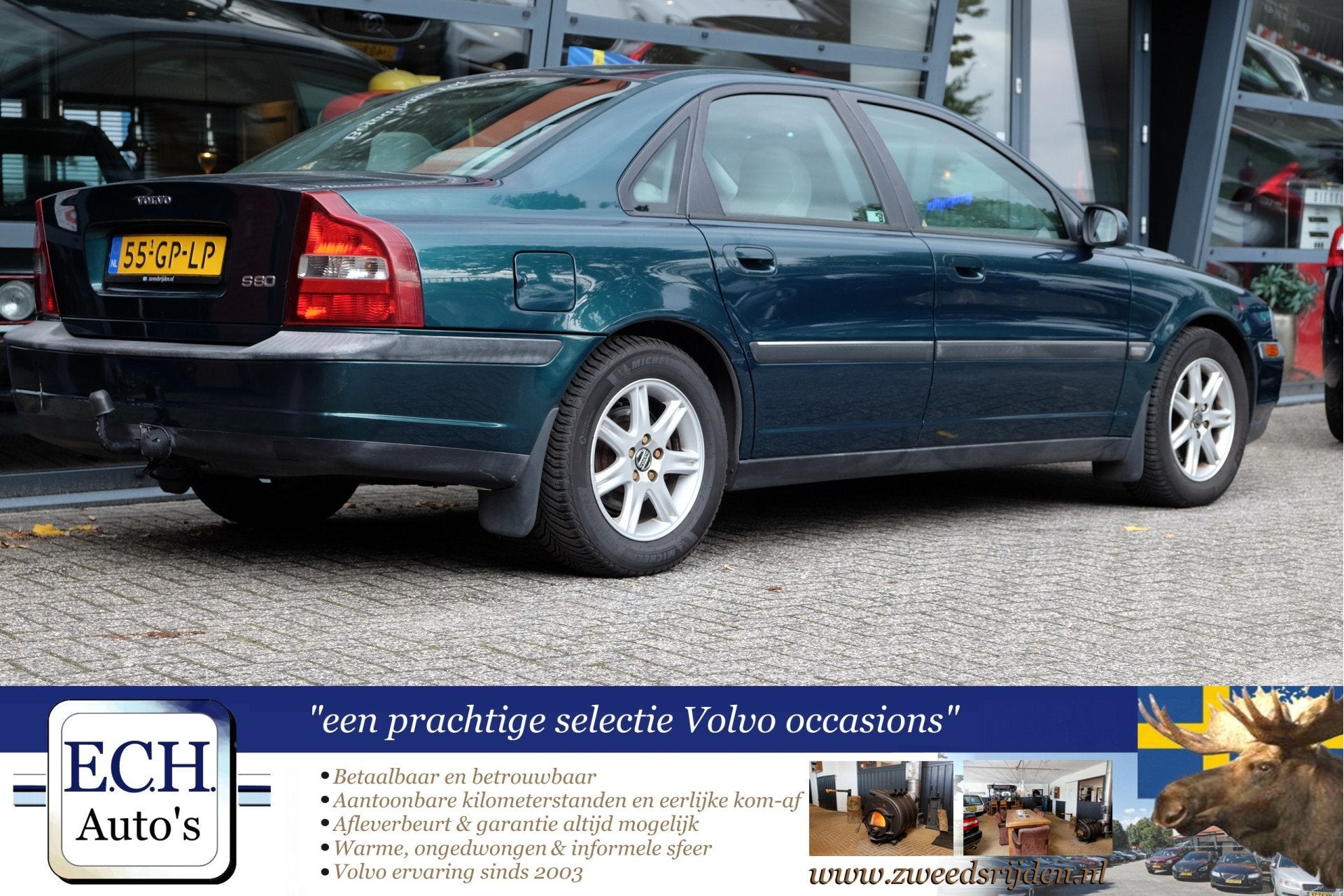 Volvo S80 2.4 170 pk Aut. Trekhaak (bj 2001, automaat), Stof, Bedrijf, Grijs, 170 pk