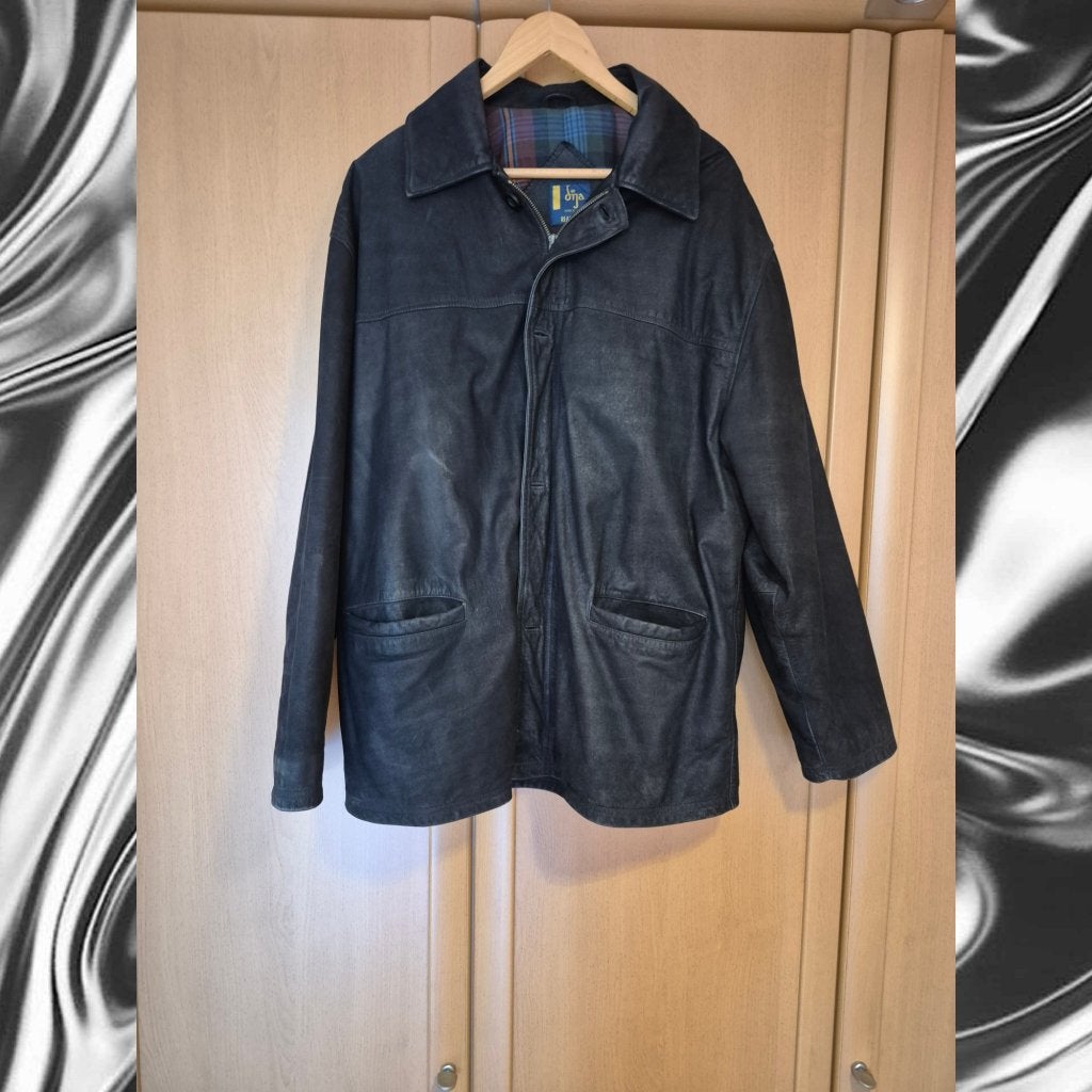 Dija Leren jas heren 56, Zwart, Ophalen of Verzenden, Gedragen, Maat 56/58 (XL)