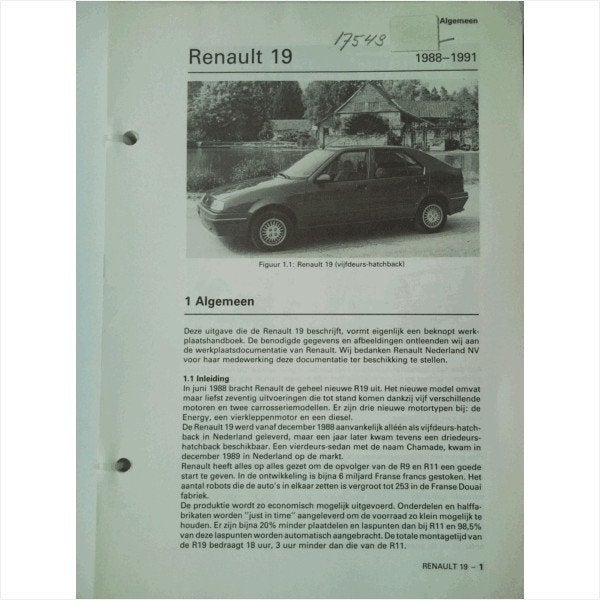 Renault 19 Vraagbaak losbladig 1988-1991 #2 Nederlands, Ophalen of Verzenden, Gelezen, Renault