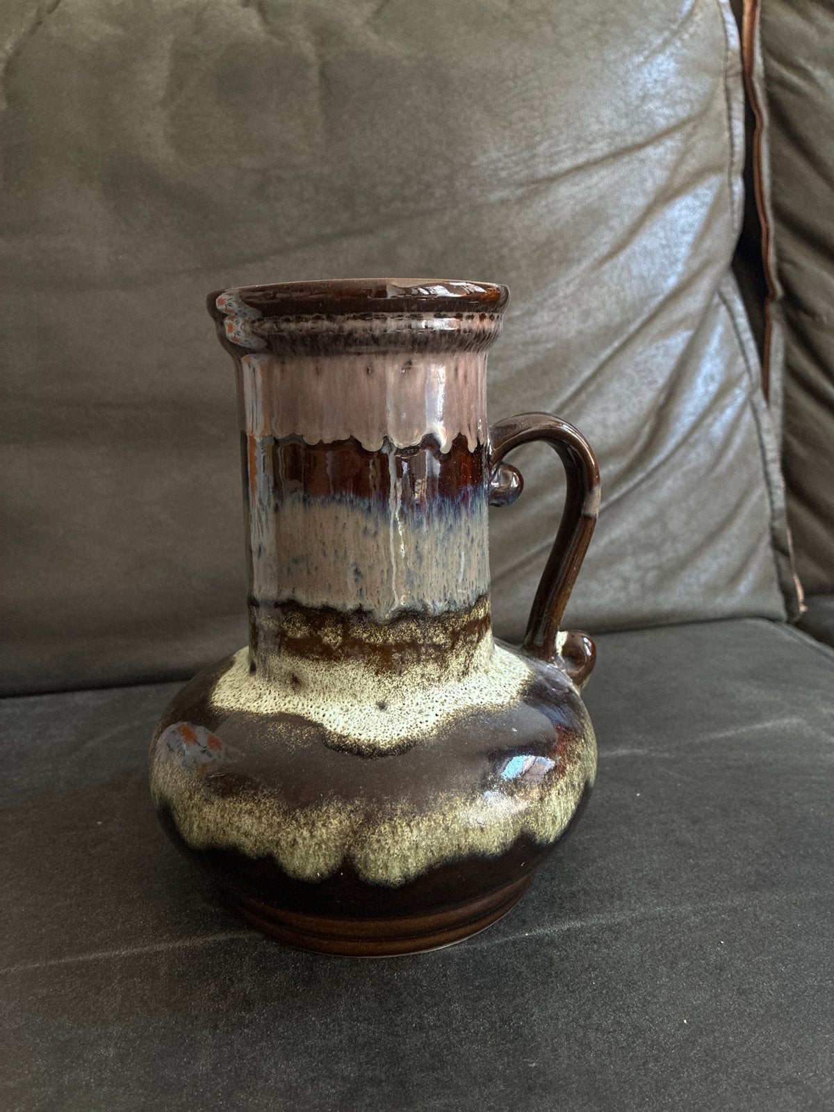 Vintage West Germany Keramiek Vaas met Handvat, Ophalen