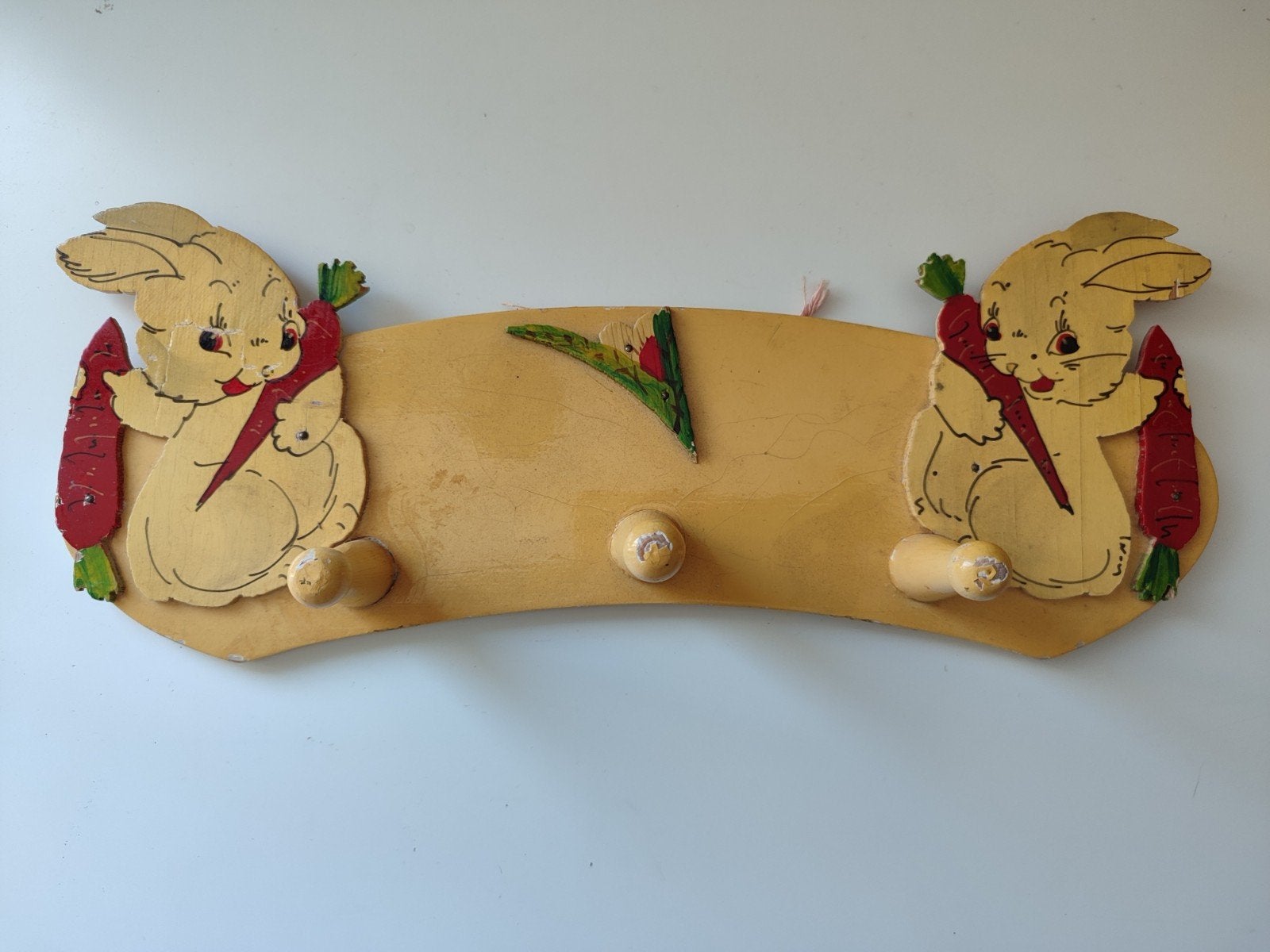 Vintage houten kapstok kinderkamer konijn jaren 60 Nijntje, Verzenden, Bruin, Overige materialen