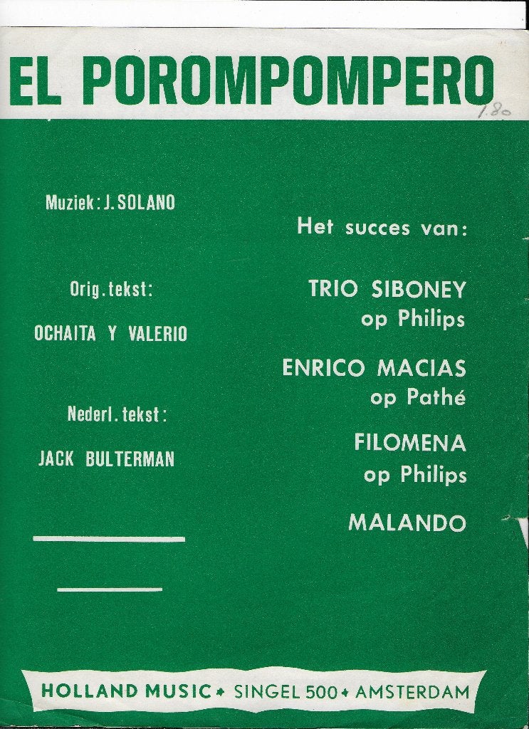 B8 bladmuziek el porompompero malando, Ophalen of Verzenden, Gebruikt, Artiest of Componist