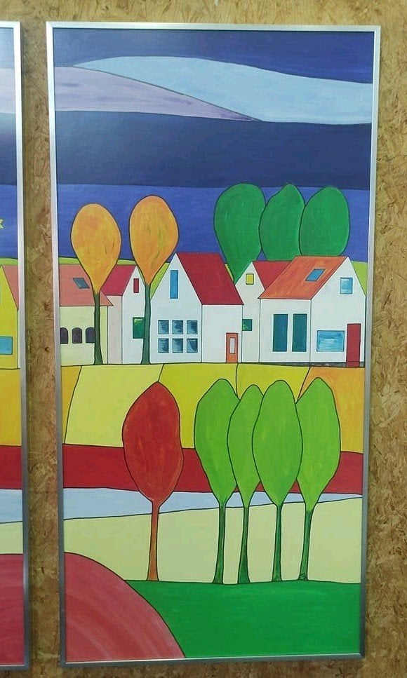 Tweeluik in de stijl van Kees Kooij, Antiek en Kunst, Kunst | Schilderijen | Modern, Ophalen