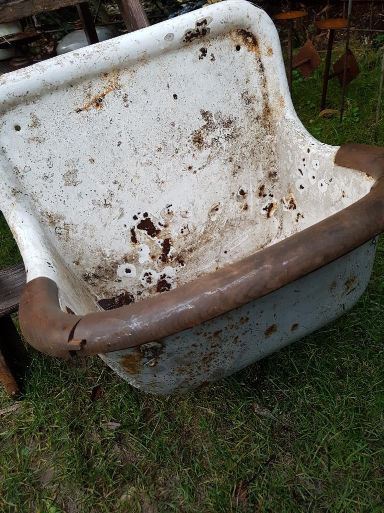 Doorleefde authentieke wasbak geemailleerd ijzer (brocante), Ophalen, Nieuw, Wastafel